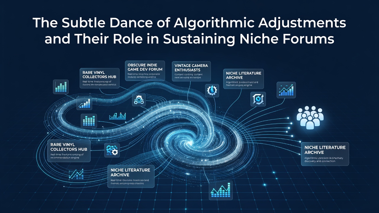 Illustration showing data flows and community interactions within niche forums